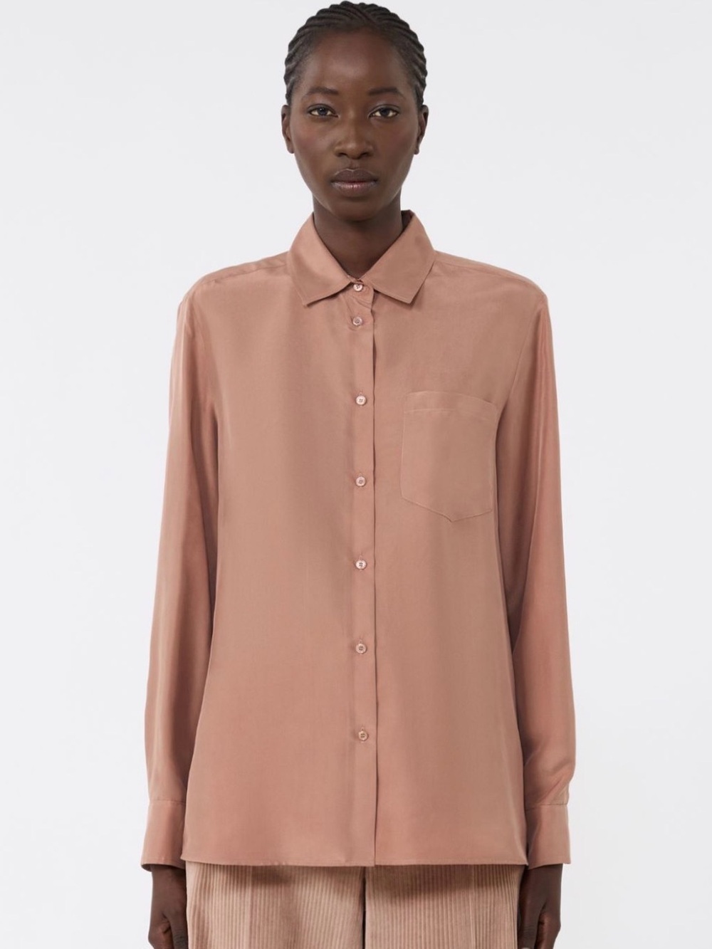 Cali Dreaming Silk Georgette Crepe  Button Down Shirt , M/L